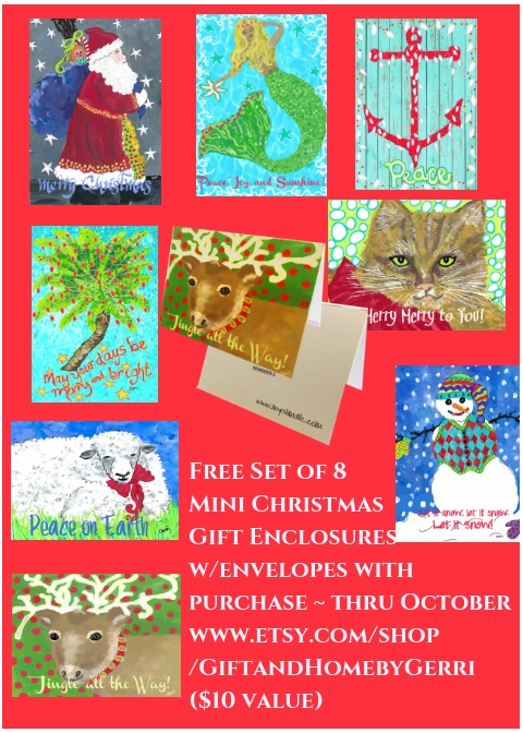 Free Set of 8 Mini Christmas Gift Enclosures with purchase from Gift and Home by Gerri Etsy Shop through October ($10 value)-1